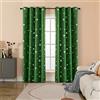 GIRASOLE HOME® Coppia Tende Oscuranti Morbide Fantasia Stelle Argentate Tenda Morbida per Interni con Occhielli 2 Pannelli (Verde, 140x290cm)