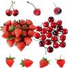 JINJUMEI 40 Pezzi Frutta Finta Decorativa, Fragola Artificiale Finta, Ciliegie Artificiali Frutta, Fragole Realistiche Rosse Frutta, Finta Decorativa per Casa Cucina Modello Hotel Decorazione