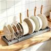 Bcuuozeeing Supporto per coperchio della pentola, espandibile con 7 divisori regolabili, organizzatore per padelle regolabili, organizer per coperchio per cucina, grigio