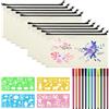 XWCHASA 10 Astucci in Tela Grezza con Cerniera per Personalizzare, Kit Creativo Fai da Te con 12 Matite Colorate & 4 Stencil, Regalo Compleanno Bambini, Portatrucchi, Attività Didattiche