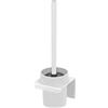 Inbagno Portascopino WC da Muro Adesivo Bianco - Scopino Bagno Sospeso in Acciaio Senza Fori - Fissaggio Turbo-Loc Salva-Piastrelle Linea Rea