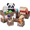 Relaxdays Cestini Bagno Portaoggetti, Set 6 Contenitori Salvaspazio & Universali, 4 Grandezze, Box in Plastica, Marrone