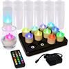 HL candela ricaricabile delle luci del tè con telecomando, candele led fiamma oscillante, Tempo di combustione 100 ore, 2/4/6/8-hours Funzione Timer, Ambra, 12 pezzi
