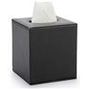 BTSKY Scatola porta fazzoletti a cubo in pelle PU, copertura quadrata per casa/ufficio, scatola di carta velina testurizzata, porta tovaglioli, nero