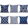 TIDWIACE® Blu Navy Federe Cuscini in Cotone e Lino Modello Geometrico,Federa per Divano Camera da Letto Casa All'aperto Terrazza Decorazione per Interni Auto 45x45cm, Set di 6 Pezzi
