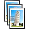 Henrycares Cornice 50x70 Set da 3 con Passepartout, Cornici Nere 50x70 cm da Parete Orizzontale/Verticale, Adatte per Foto, Diploma, Poster e Quadri, portafoto picture photo frames