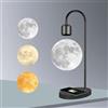 AoLa Lampada lunare galleggiante Lampada da tavolo rotante e galleggiante con caricatore wireless e luce lunare a LED con stampa 3D Luce da tavolo lunare 3 colori per la stanza dei bambini,Nero