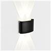 YASTA Applique da Parete Interno Nera 12W Lampada LED Ovale FD-10 Luce Naturale Sopra e Sotto 4000K Moderna per Esterno Balcone Terrazza Patio Porticato Giardino 1200LM IP65