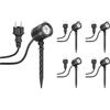 ledscom.de 5 pezzi Piccolo faretto da giardino a LED con picchetto a terra TARL per esterni, IP65, spina, nero, 4,1 W, 351lm, bianco freddo