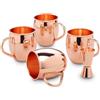 ECHTWERK Moscow Mule set di 5 tazze di rame in acciaio inossidabile, Bicchieri da cocktail, 4x tazze in rame 500 ml, 1x jigger 2 cl/4 cl, argento
