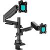 ONKRON Braccio Monitor Doppio 17-42 pollici, fino a 15 kg x2, VESA 75x75-100x100 mm, Supporto Monitor Scrivania Snodabile, Supporto Schermo PC Scrivania Inclinabile e Girevole, Universale, Nero G140-B