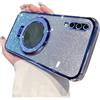IMEIKONST Custodia per Huawei P30 con Trucco Specchio Cavalletto ad Anello, Elettroplaccata Gradiente Brillantini Custodia Protettiva Antiurto Cover per Huawei P30. Blu DS2