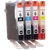 Canon, confezione da quattro cartucce d'inchiostro originali BCI-6 BCI6, magenta, ciano, nero e giallo (stampante Pixma Pixus Bubblejet foto & MFP), bci6M, bci6Y, bci6K, bci6C, in confezione di alluminio