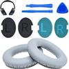 WADEO Cuscinetti di Ricambio per Bose QC25/QC15/QC2/AE2/AE2W, Kit di Sostituzione in Memory Foam e Pelle Proteica - Ritrova Comfort e Isolamento Acustico per Cuffie Over-Ear (Grigio chiaro)