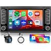 Hodozzy [6G+128G] 8-Core Autoradio per VW Touareg Transporter T5 Multivan Android Autoradio Bluetooth GPS, Hodozzy 7 Pollici Touchscreen Radio con CarPlay Wireless Android Auto, WiFi DSP, FM RDS