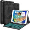 JUQITECH,Custodia con tastiera per iPad 7° generazione 10.2 2019, iPad 7° generazione, tastiera Bluetooth wireless staccabile e magnetica, con portapenne integrato Z Backlit Keyboard Case Black