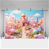 MEHOFOND 2,1 x 1,5 m Ragazza Compleanno Fotografia Sfondo Candyland Candy Lollipop Castello Sfondo Baby Shower Cake Smash Principessa Decorazione Festa Banner Forniture Studio