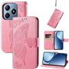 JIUNINE Cover per Realme C63 / Realme C61, Custodia Interno TPU Antiurto Portafoglio con Disegni di Farfalla [Carta Fessura] [Supporto Stand] Cover Libro in PU Pelle per Realme C63, Rosa