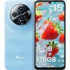 FOSSiBOT S5-120Hz Smartphone Android15, 6000mAh batteria Telefono Cellulare, 16GB+128GB/1TB Gemini AI, Cellulare schermo 6.88, 8.5mm Cellulari e Smartphone, Dual SIM 4G telefono (Blu)