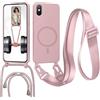 FERLAN Cover con Cordino per iPhone XS Max Cover Magnetica, Cover in Silicone TPU Morbido Corda Collana Necklace Regolabile Stylish con Catena Ultra Sottile Case, Rosa sabbia