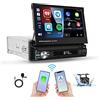 Hikity Autoradio 1 Din Wireless CarPlay Android Auto 7 Pollici Touchscreen Manual Pieghevole Stereo Auto Bluetooth con Schermo Mirror Link Radio FM BT SWC AUX USB Retrocamera, Nero