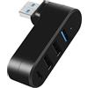 KIRVOS Hub USB 3.0 4 Porte, 3x USB-A + 1x TYPE-C, Design Girevole 180°, Adattatore USB per Laptop, MacBook, PC Desktop e Dispositivi Compatibili - Velocità 5 Gbps, Protezione Sovraccarico