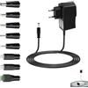 Sylkeov Alimentazione 5V 2A AC DC con 8 connettori DC per elettronica 5V come tablet, telefono, hub USB, telecamera CCTV, 2000mA Max, sicura con protezione da sovraccarico