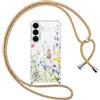 Gcxvaoi Cover con Cordino per Samsung Galaxy S26 5G, Aesthetic Fiori Disegni Custodia con Collana Tracolla Laccio Corda, Trasparente Sottile TPU Silicone + PC Antiurto Case per Samsung S26, Rosa 03