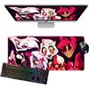 Jiumaocleu Hazbin Hotel, grande tappetino per mouse da gaming, 80 x 30 cm, con stampa di personaggi anime, angelo polvere e Alastor, base in gomma antiscivolo, tappetino da scrivania per tastiera e