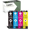 RUICAILI Sostituzione cartuccia d'inchiostro compatibile T40D1 per SureColor SC-T2100, SC-T3100, SC-T3100M MFP, SC-T3100N, SC-T5100, SC-T5100M, SC-T5100N, confezione da 4 (1 nero, 1 ciano, 1 magenta, 1 giallo)