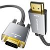 SWITCHFLUX Cavo adattatore da HDMI a VGA, 3 m, custodia in metallo, cavo in nylon, 1080p a 60Hz HDMI maschio a VGA maschio, cavo intrecciato unidirezionale per computer, laptop, monitor, Roku, Xbox, scheda