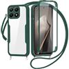 FERLAN Cover per Honor 400 Smart con Cordino, 360 Gradi Antiurto Custodia con Protezione Schermo Integrata Trasparente Rugged TPU Bumper Doppia Protettiva Cover per Honor 400 Smart -Verde