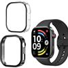NEWZEROL 2 Pezzi Cover Compatibili per Redmi Watch 6 NFC/Redmi Watch 6 | [AntiGraffio] Vetro Temperato Integrato Custodia per PC, HD Anti Graffio Protezione Totale Custodia - Nero/Trasparente