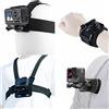 SRUIM Kit di accessori per Insta360 One X3 X2 X RS R GO 2, supporto per la testa + imbracatura per il petto + supporto a clip per zaino + cinturino da polso girevole a 360°, compatibile con GoPro Hero 12 11