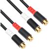 Buxuaaaa Cavo di prolunga audio da 2 RCA femmina a 2 RCA femmina, 80 cm, per mixer e decodificatori, adattatore audio placcato oro