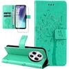 Dcjlbo Cover per Xiaomi Redmi 14C Custodia Cover in Pelle Portafoglio a Libro con Pellicola Vetro Temperato Porta Carte Magnetica Cover Flip Case Antiurto Custodia-Verde