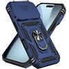 IMEIKONST Cover per iPhone 17 Pro, Militare Armor Protezione Custodia Supporto ad Anello a 360° Copertura Fotocamera Scorrevole Antiurto Custodia per iPhone 17 Pro. Blu JXT
