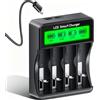 Palogreen Caricabatterie a 4 slot da 3,7 V per batterie CR123A, 16340, 16500, 10400, 14430, 14500 16350, per batterie ricaricabili Arlo VMC3030 VMK3200 VMS3330 3430 3530