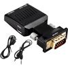 Nuytghr Adattatore da VGA a HD per Monitor,Adattatore VGA Maschio A HD | Con Cavo Audio da 3.5mm, Incluso Connettore Plug-and-Play con Supporto Audio ad Alta Velocità, 1080P per Presentazioni d'Ufficio