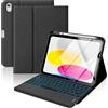 MoKo Custodia con Tastiera Multi-touch per iPad (A16) 11a Gen 11 Pollici 2025, Custodia per iPad 10a Gen 10,9 con Portapenne, Tastiera Bluetooth Retroilluminata a 7 Colori, Denim Nero