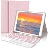 Generic JiuRui Tablet Accessori, Tastiera Touch retroilluminata, Custodia in Pelle PU+TPU Compatibile con iPad Air 3 da 10,5 Pollici(Pink+Keyboard)