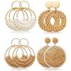 AOSWUD 4 Paia Boho orecchini a cerchio in Rattan Raffia per Donne, Leggeri Orecchini Estivi da Spiaggia per Feste Banchetti Viaggi Matrimoni