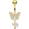 OUFER 14G 10 mm Farfalla Piercing Ombelico Acciaio chirurgico 316L Oro Belly Bar Marquise CZ Trasparente Piercing all'ombelico Pendenti Bananabells Vite Barbell Corpo Gioielli per donne