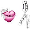 PHCLASY Perla Charm Diploma Compatibile con Braccialetti e Collane Europei, Charms e Perle di Laurea per Donna, Zirconia cubica