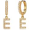 MYEARS Orecchini a cerchio da donna, con iniziale A-Z, pendenti in oro 14 carati, con zirconia cubica, placcati in oro 14 carati, gioielli semplici ipoallergenici, personalizzabili, 26 lettere,