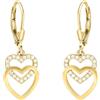 SOFIA MILANI - Orecchini da Donna in Argento 925 - Placcati in Oro e con Pietra Zircone - Orecchino Pendente a Cuore Ancora - E2546