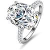TUSRORSU Anelli da donna in moissanite con taglio ovale da 5 ct, colore D, colore VVS1, moissanite, in argento Sterling S925, con certificato, 6, Pietra, Moissanite