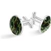 Generic Il modello militare verde scuro del camuffamento ha personalizzato i gemelli d'argento per la camicia dello smoking, 20mm*20mm, Acciaio inossidabile, Quarzo creato
