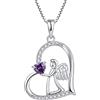 FJ Collana Cuore Angelo Custode Argento 925 Collana con Ciondolo Ala d'Angelo Collana Pietra Portafortuna Zirconia Cubica Gioielli Regalo per Donna