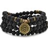 oasymala Bracciale o collana con 108 perle di Mala curative con ciondolo di loto dorato (Lava)